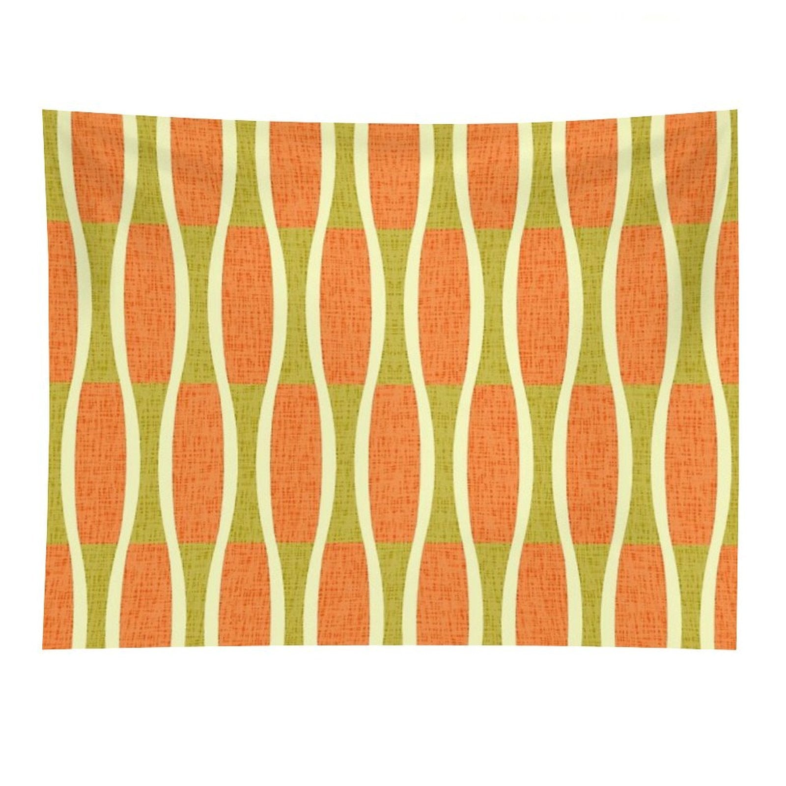 Retro Tiki Pin Stripes 336 Orange Gold And Beige Tapestry