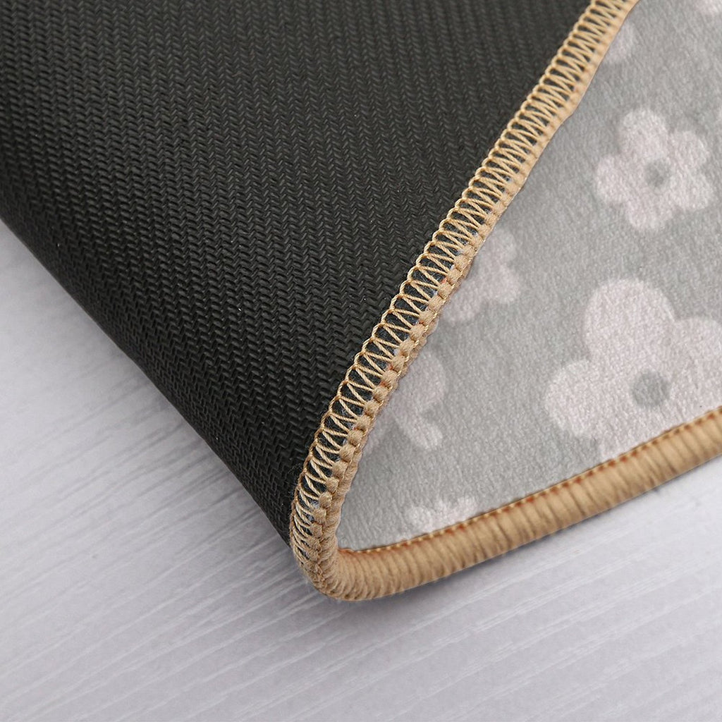 Mid Century Modern Flowers & Leaves, Cute Retro Pattern, Taupe  Stain-Proof Bath Mat