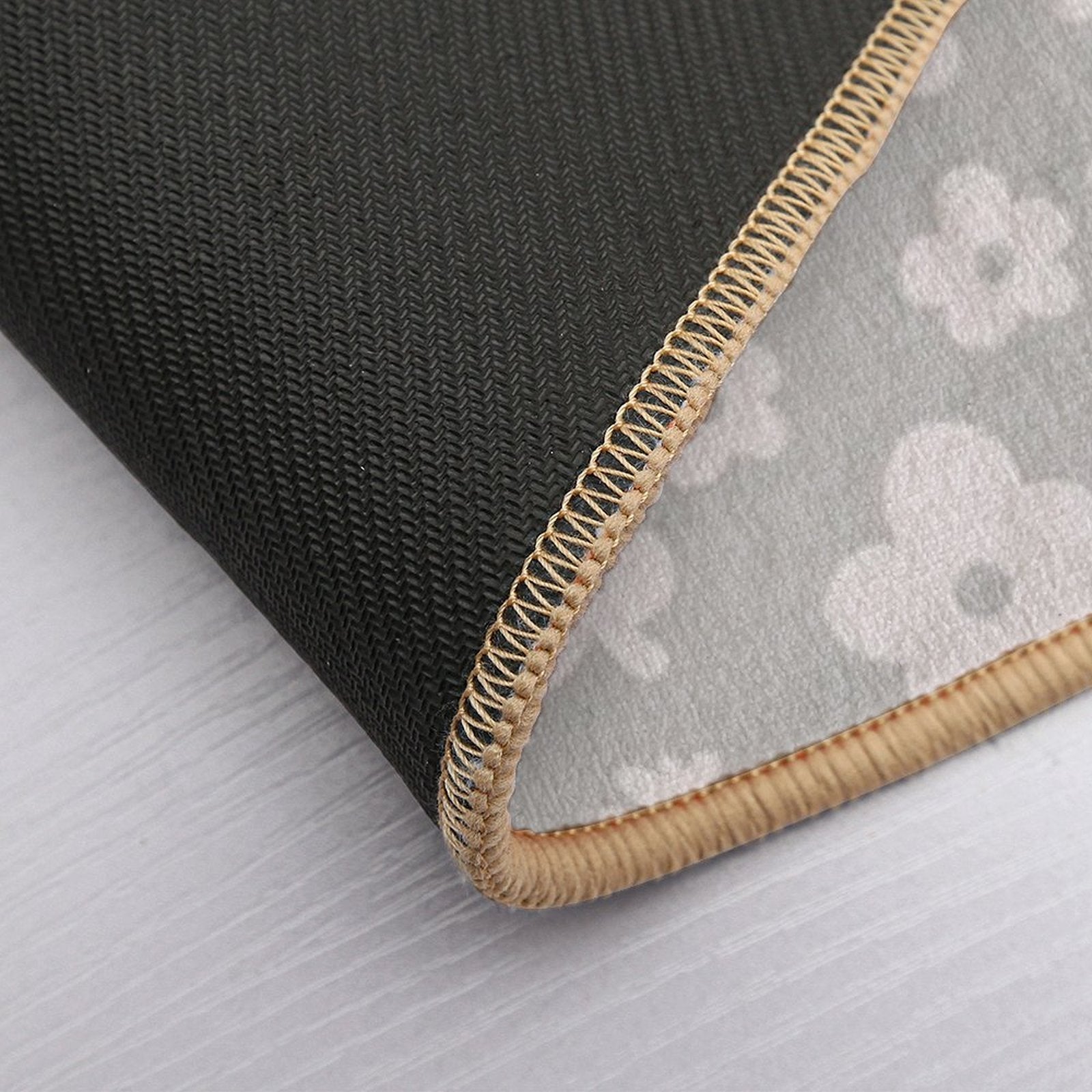 Mid Century Modern Flowers & Leaves, Cute Retro Pattern, Taupe  Stain-Proof Bath Mat