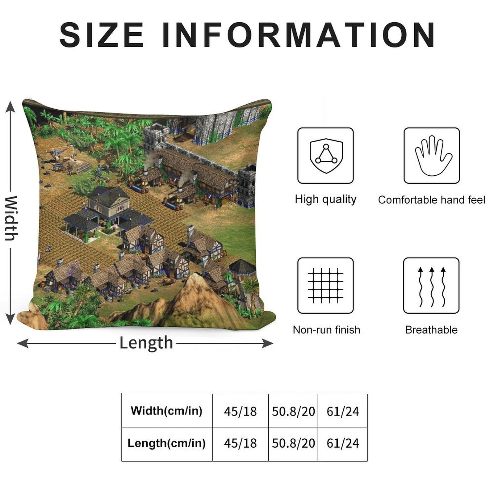 Age of Empires II Town Soft Reinforced Edging Throw Pillow