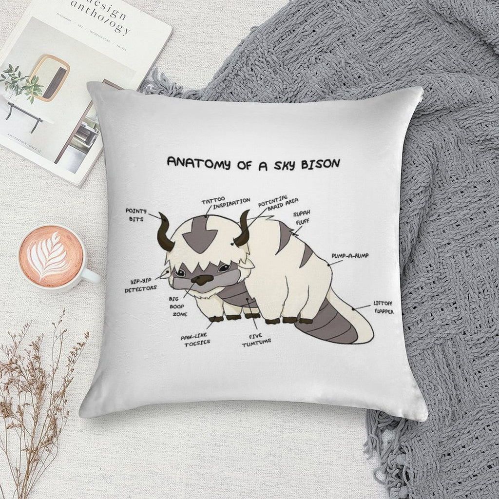 Anatomy of A Sky Bison Soft Shrink-Resistant Throw Pillow