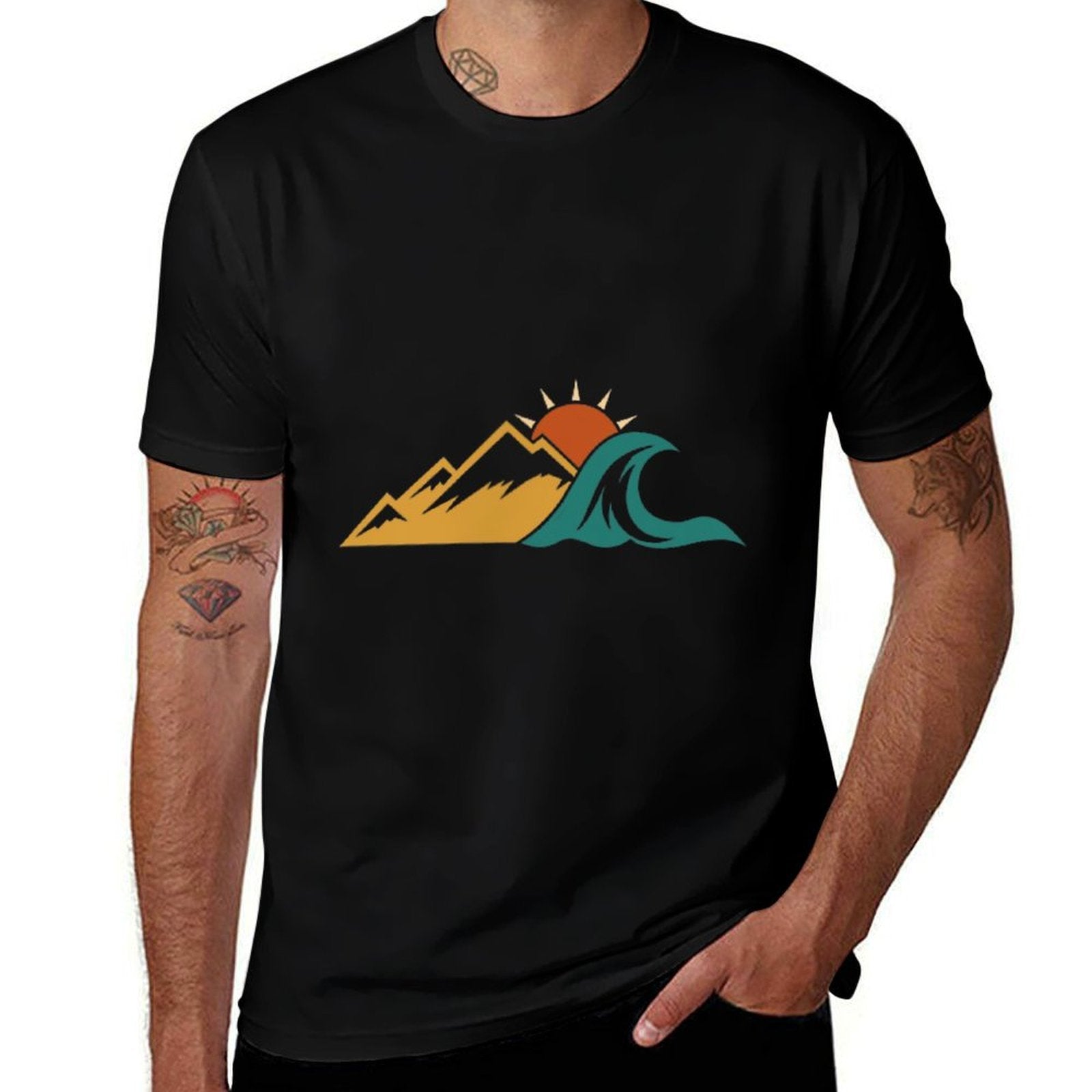 Unisex Minimalist Outdoor Explorers Hiking Adventure  Heathered Texture T-Shirt