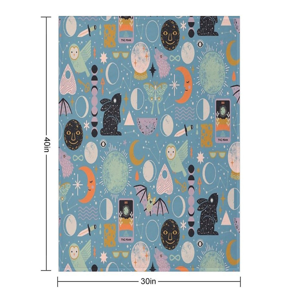Lunar Pattern Blue Moon Wrinkle-free Throw Blanket