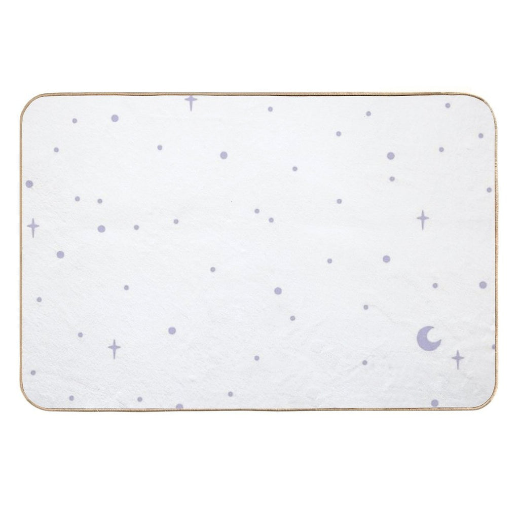 Lilac Stars on White  Non-Slip Bath Mat