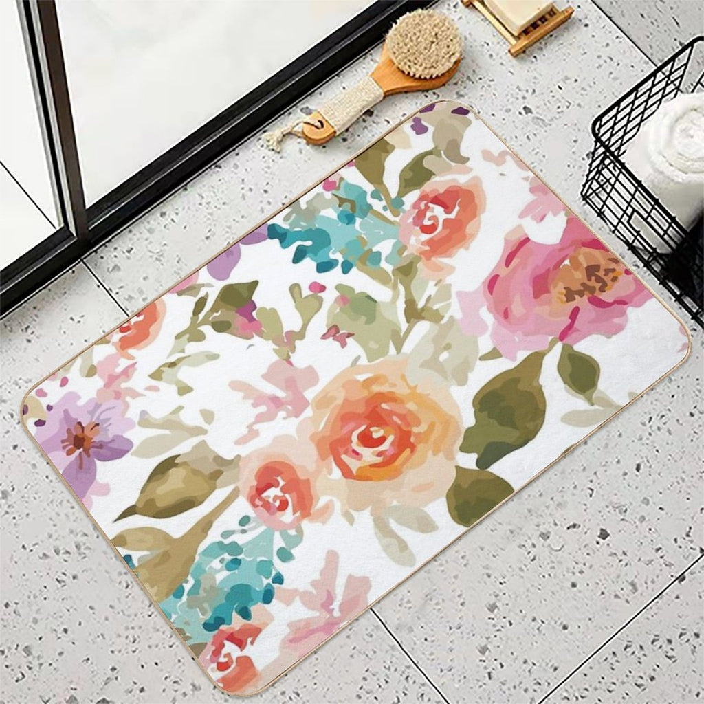 Flower Print Shower Curtain  Toxin-Free Bath Mat