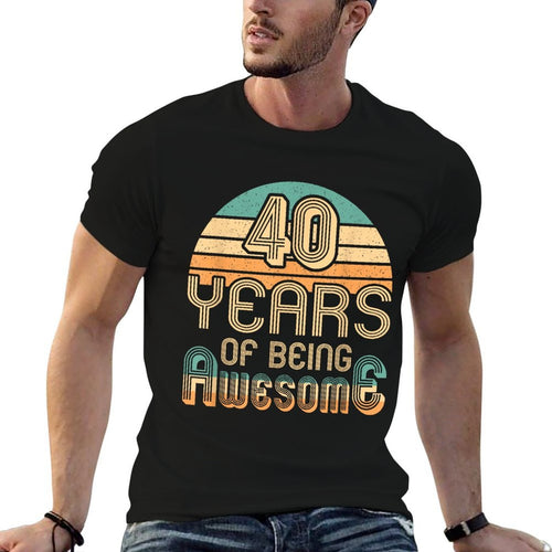 40 Years Of Being Awesome 40 Years Old Retro 40th Birthday  Relaxed-fit T-Shirt