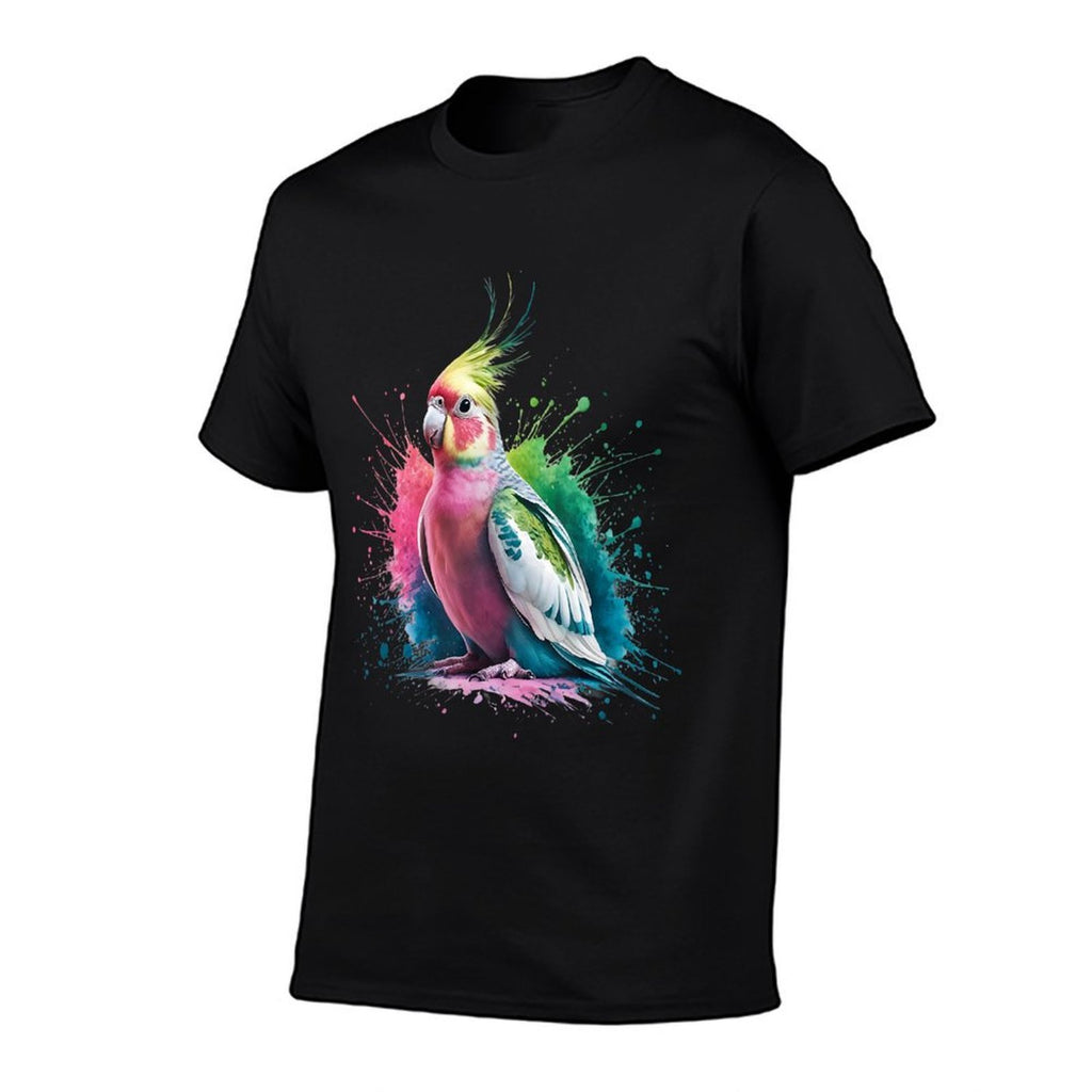 Cockatiel Men Woman Colorful Watercolor Cockatiel  Oversized Silhouette T-Shirt