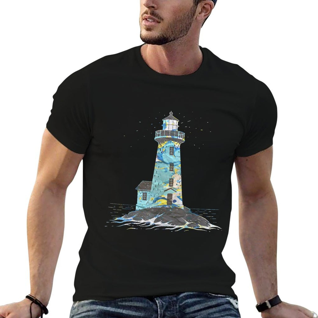 Cool Abstract Paint Swirl Lighthouse Coast Lovers Lighthouse  Slim-fit Cut T-Shirt