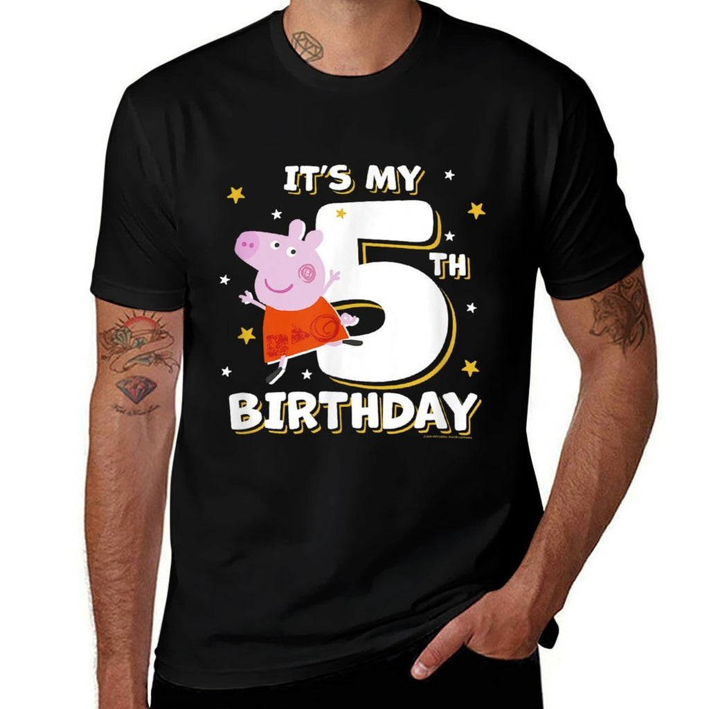 Peppa Pig It's My 5th Birthday Holiday Stars Celebration  Polyester Blend T-Shirt