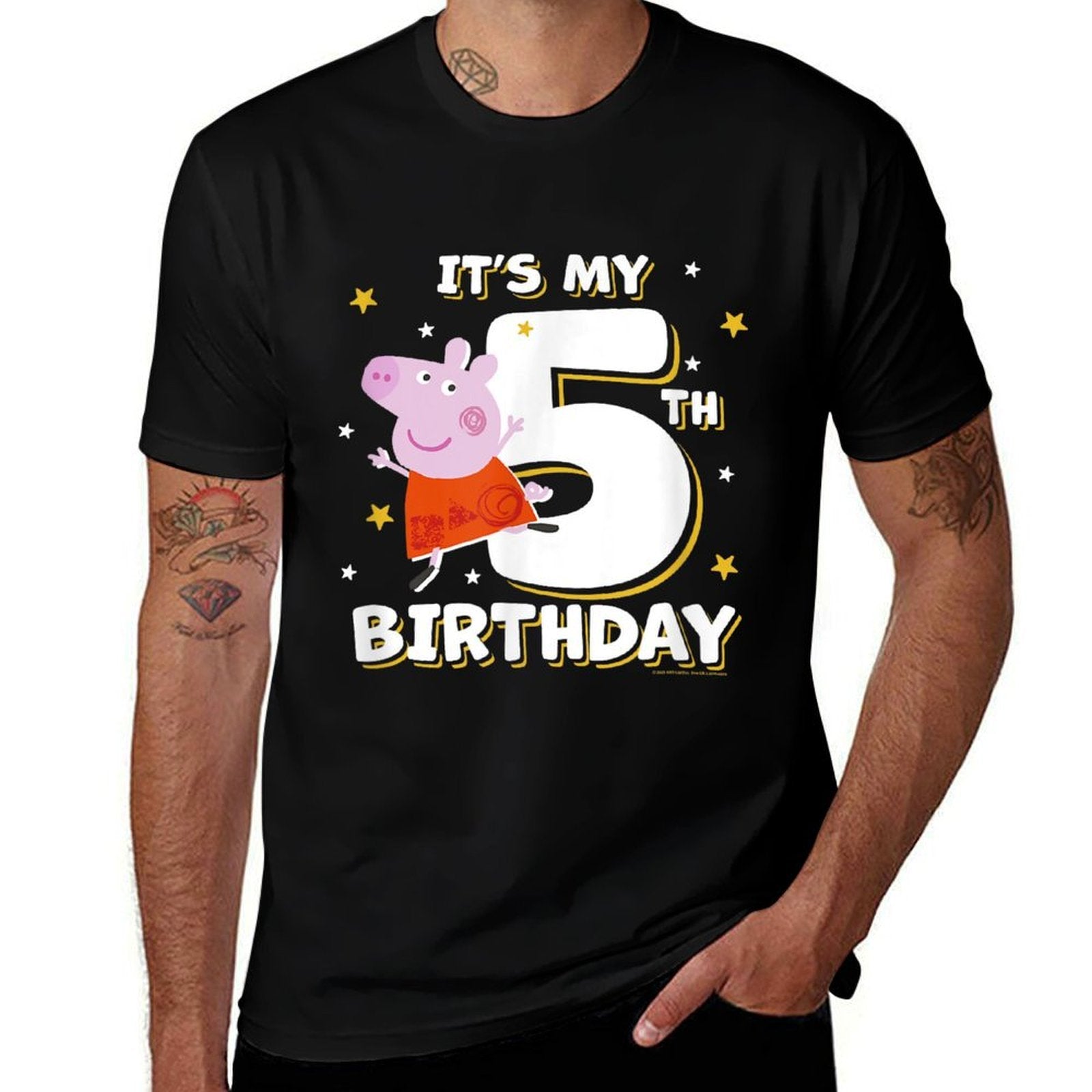 Peppa Pig It's My 5th Birthday Holiday Stars Celebration  Polyester Blend T-Shirt