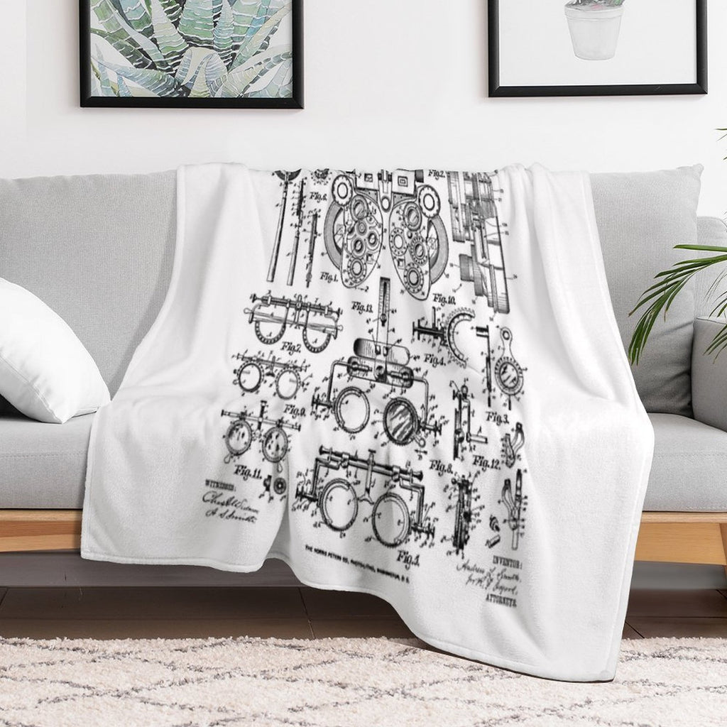 Optometrist Optometry Eye Doctor Tools Vintage Patent Print Gift-ready Throw Blanket