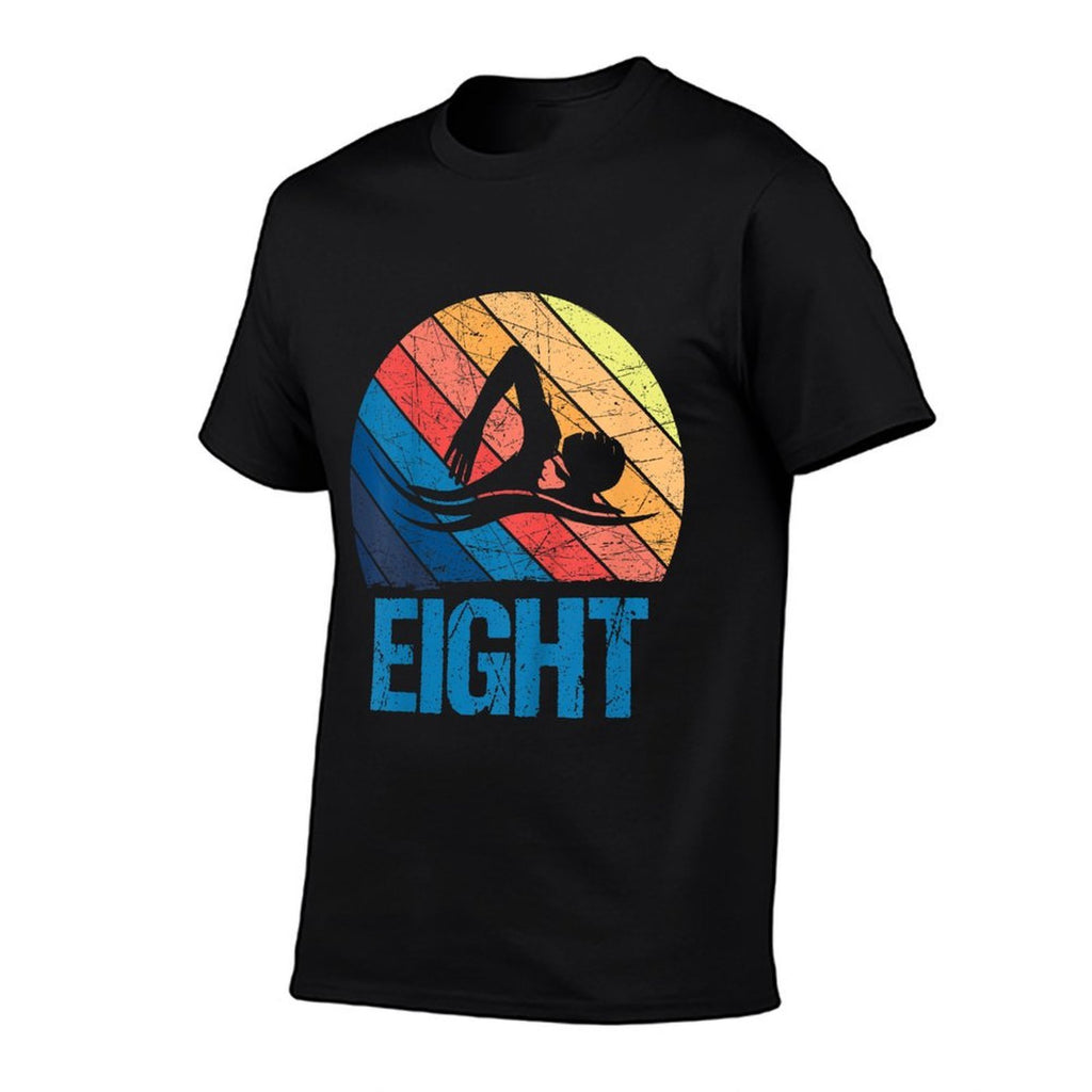 Kids 8th Birthday Retro Swim Swimming 8 Year Old Boys Girls Kids  Relaxed-fit T-Shirt