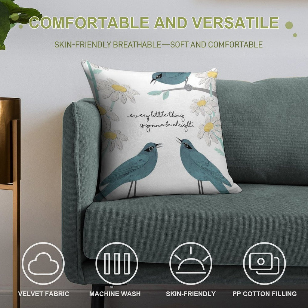 Three Little Birds (Don't Worry About A Thing) Soft Anti-Pilling Throw Pillow