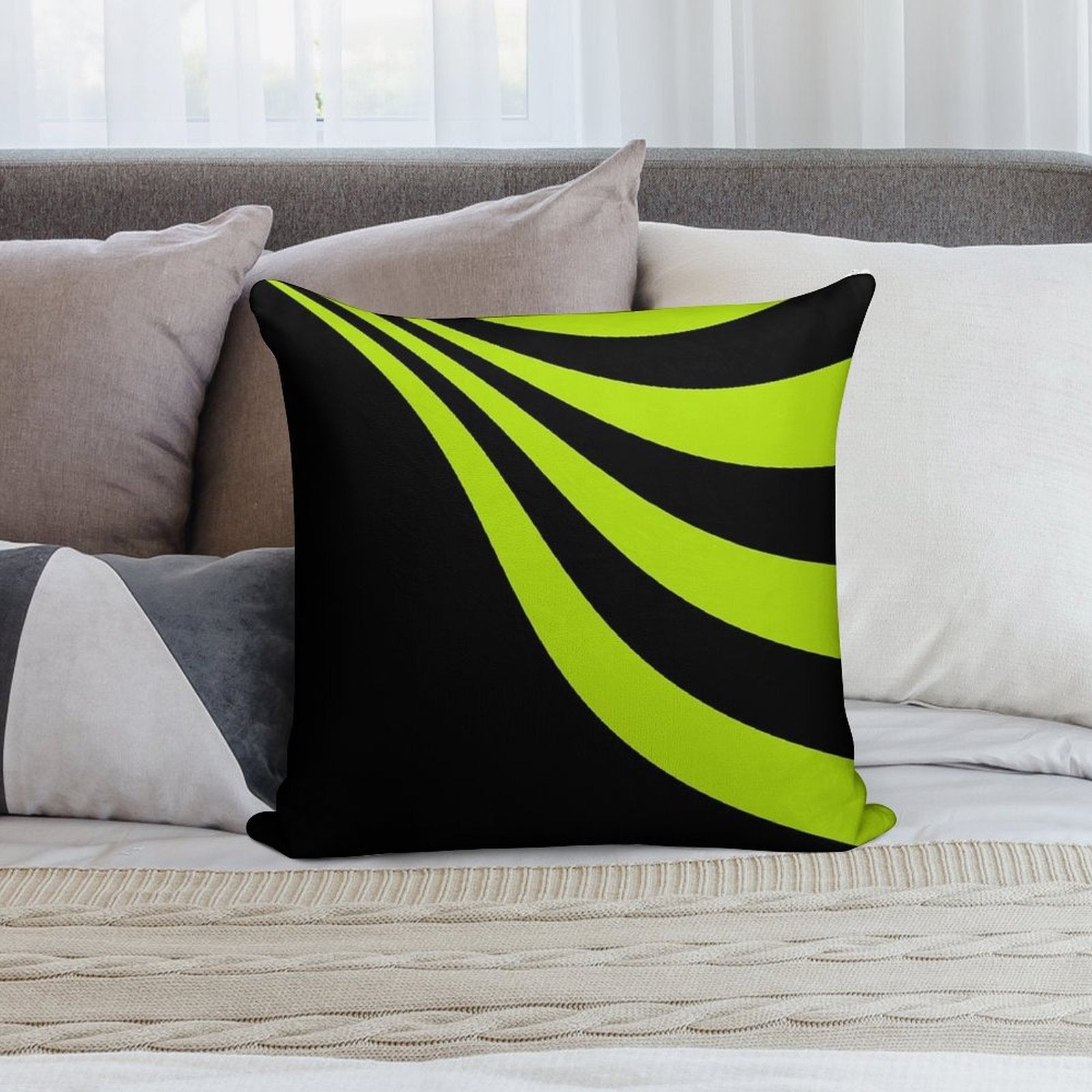 Lime Wave Soft Home Decor Throw Pillow