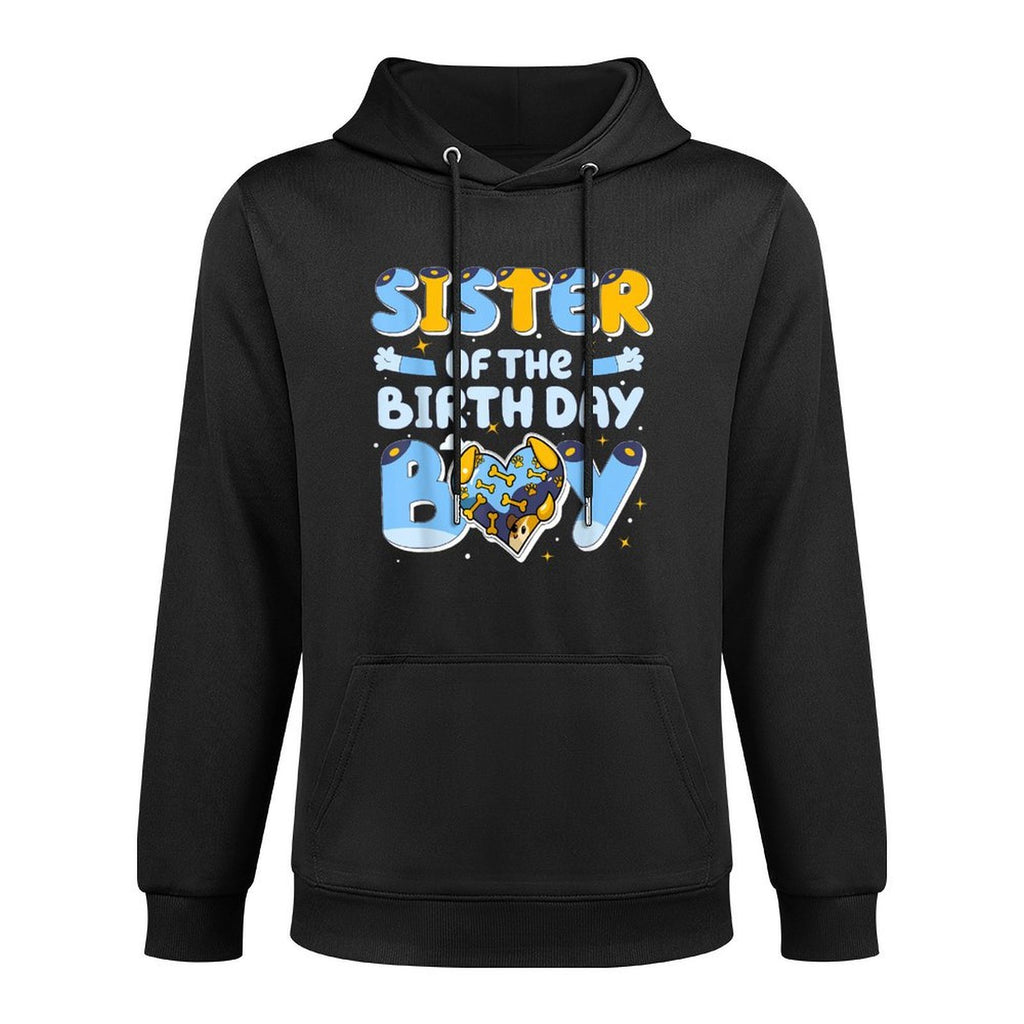Sister Of The Birthday Boy Funny Blue Dog Family Matching Breathable Fabric Hoodie
