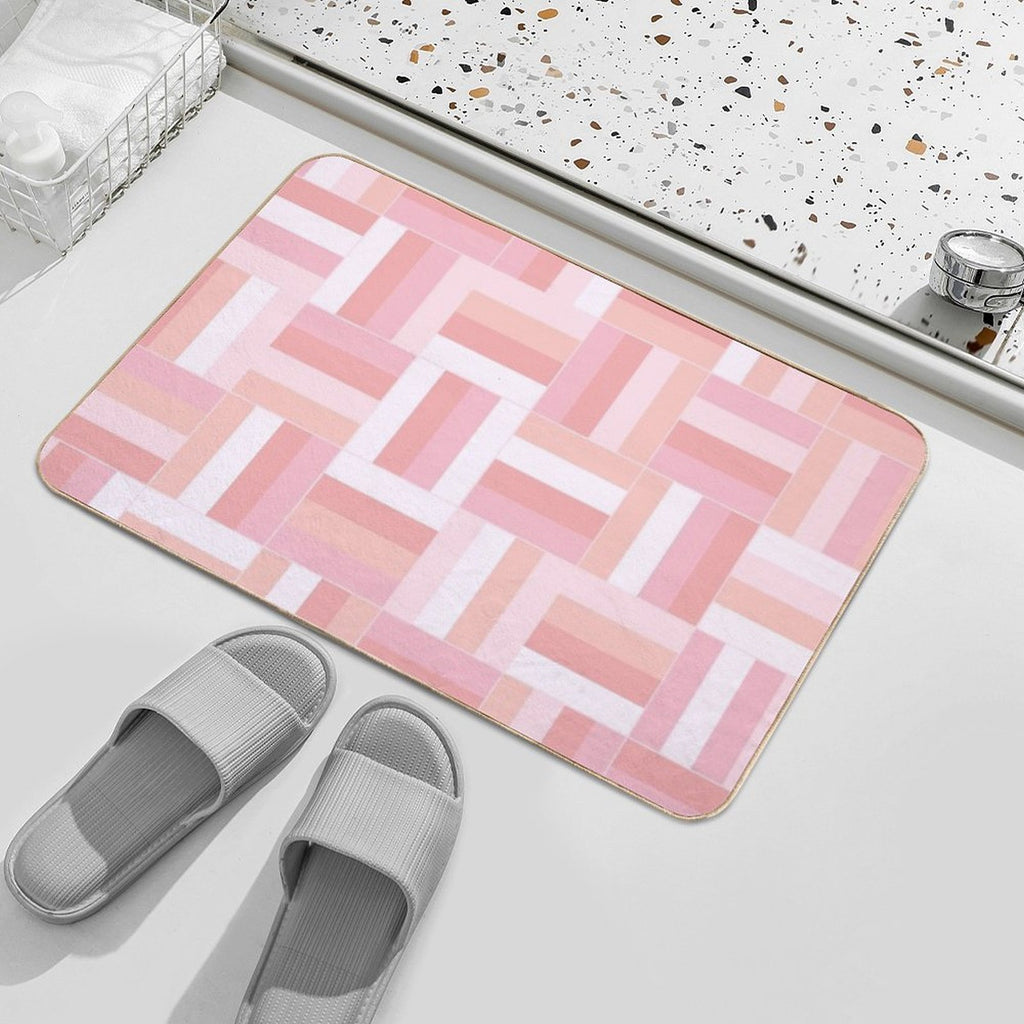 Pink Vibes Basketweave Pattern  Long-Lasting Bath Mat