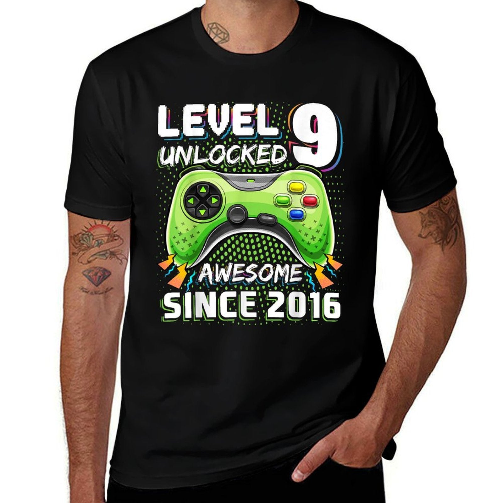 9th Birthday Boy Level 9 Gamer 9 Year Video Game Party  Tagless Design T-Shirt