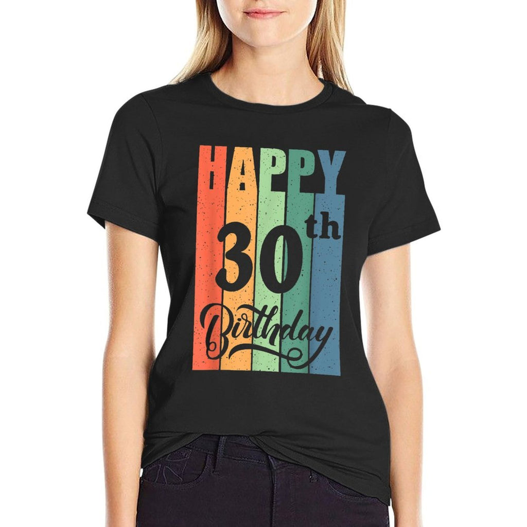 Retro Birthday Gift for 30 Years Old Happy 30th Birthday  Trendy Pattern T-Shirt