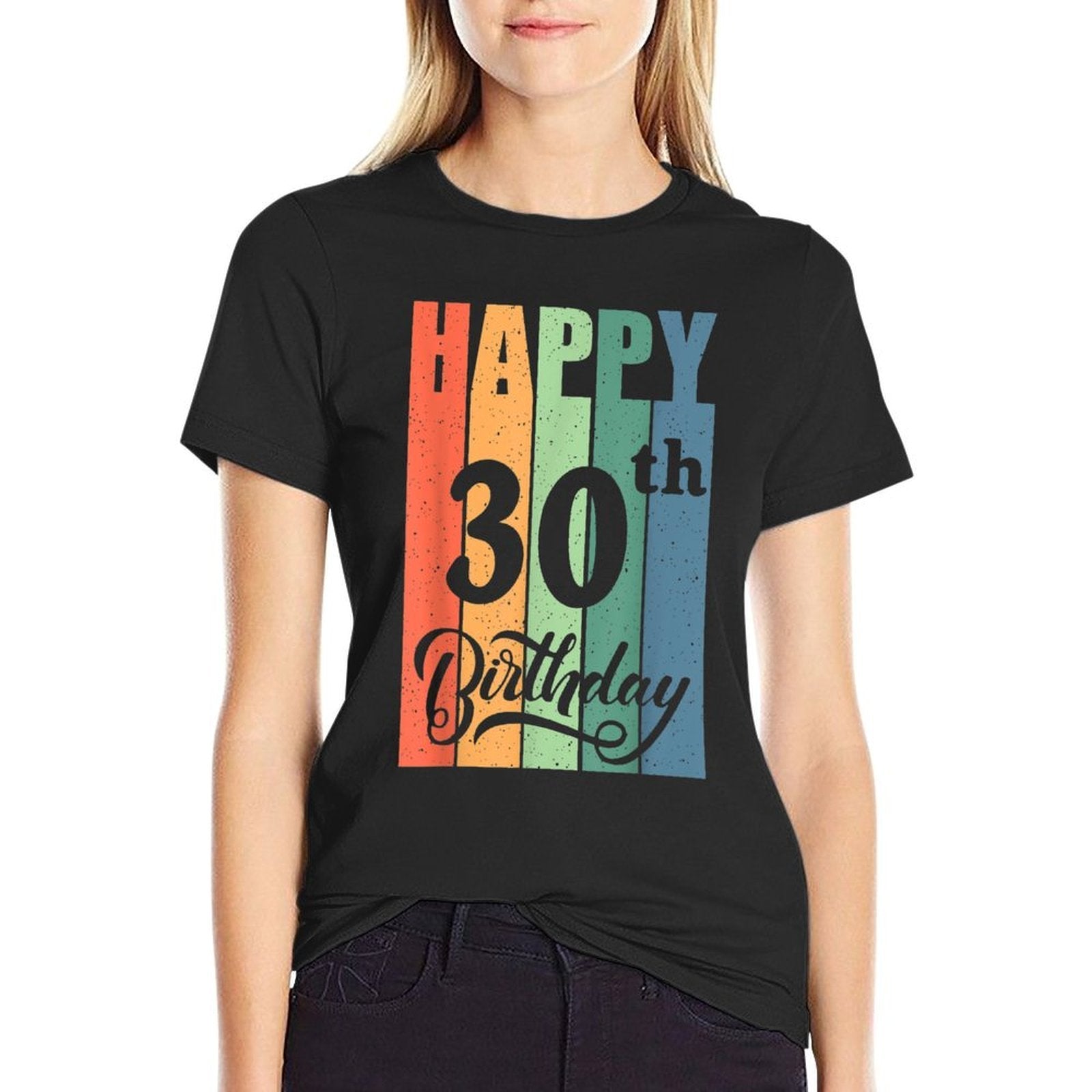 Retro Birthday Gift for 30 Years Old Happy 30th Birthday  Trendy Pattern T-Shirt