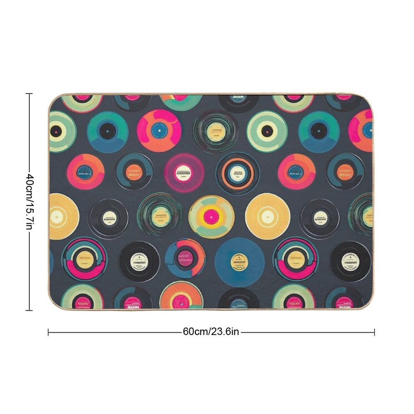 Retro Vinyl Records Print  Fade-Resistant Bath Mat