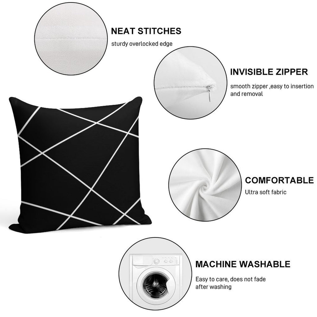 Geometric Abstract - Black And White. Soft Home Decor Throw Pillow