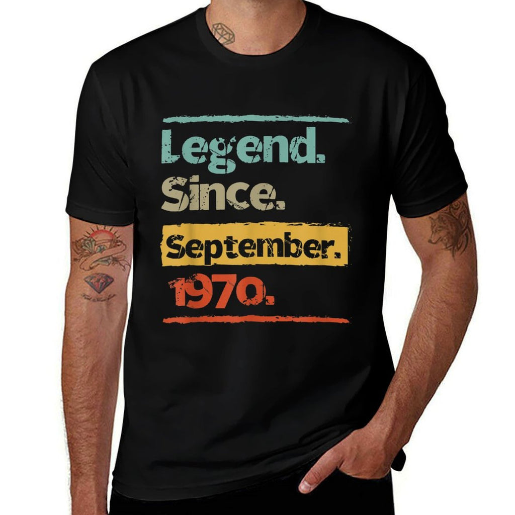 Vintage Retro Legend Since September 1970 50th Birthday Gift  Heathered Texture T-Shirt