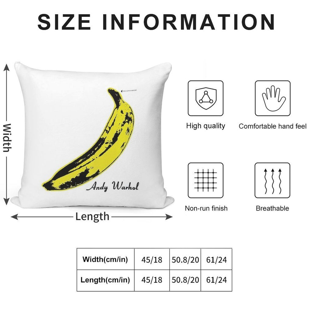 Andy Warhol Banana Velvet Underground Peel Slowly And See Soft Hidden Zipper Throw Pillow