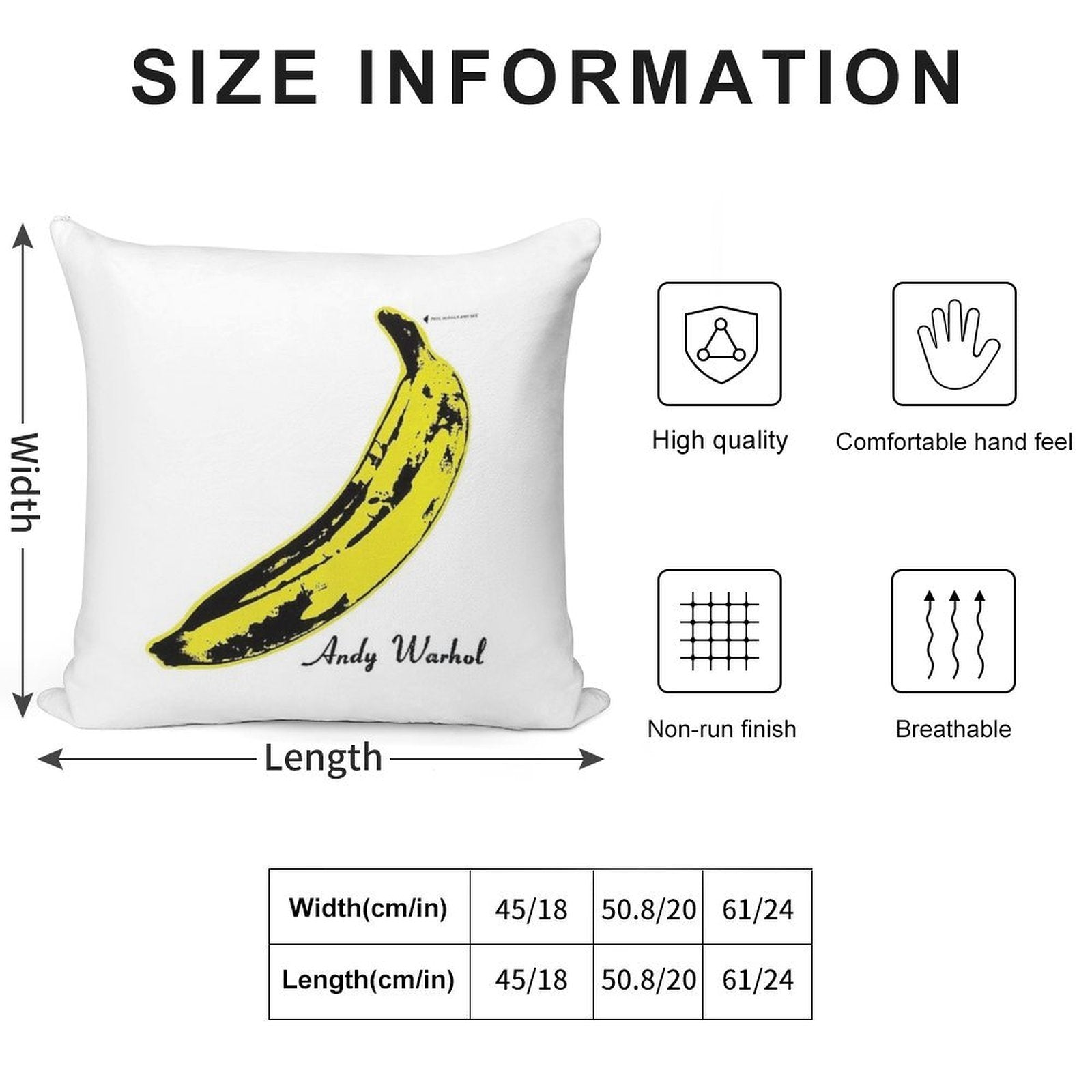 Andy Warhol Banana Velvet Underground Peel Slowly And See Soft Hidden Zipper Throw Pillow
