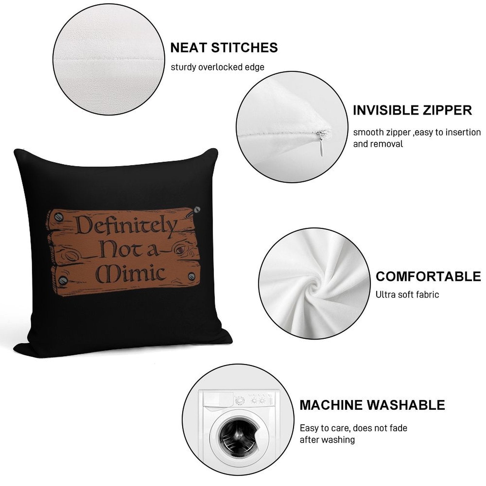 Definitely Not A Mimic Soft Anti-Pilling Throw Pillow