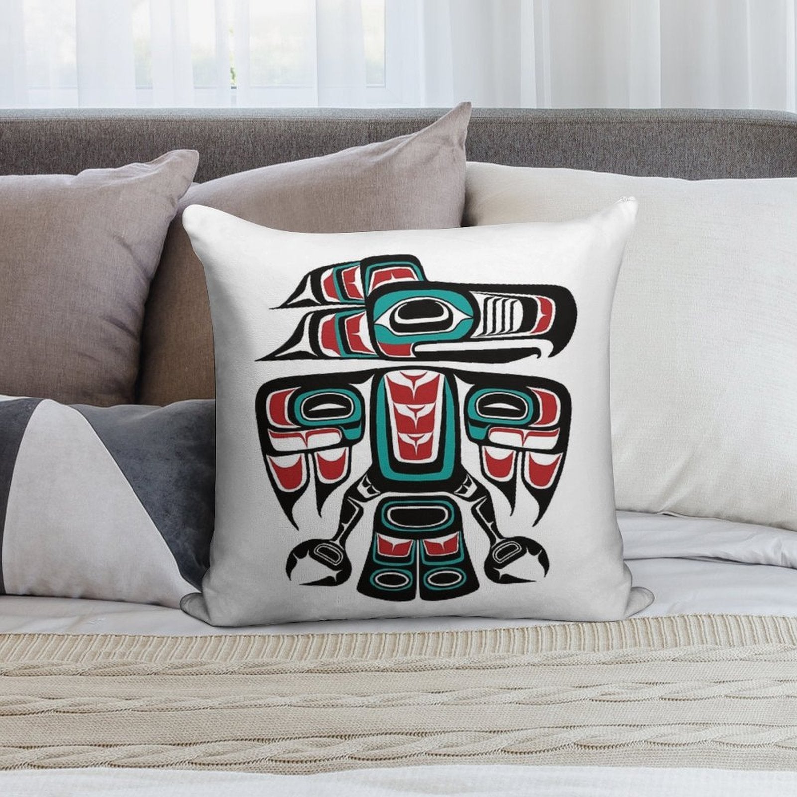 Haida Tlingit Native Raven Totem Soft Style Accent Throw Pillow