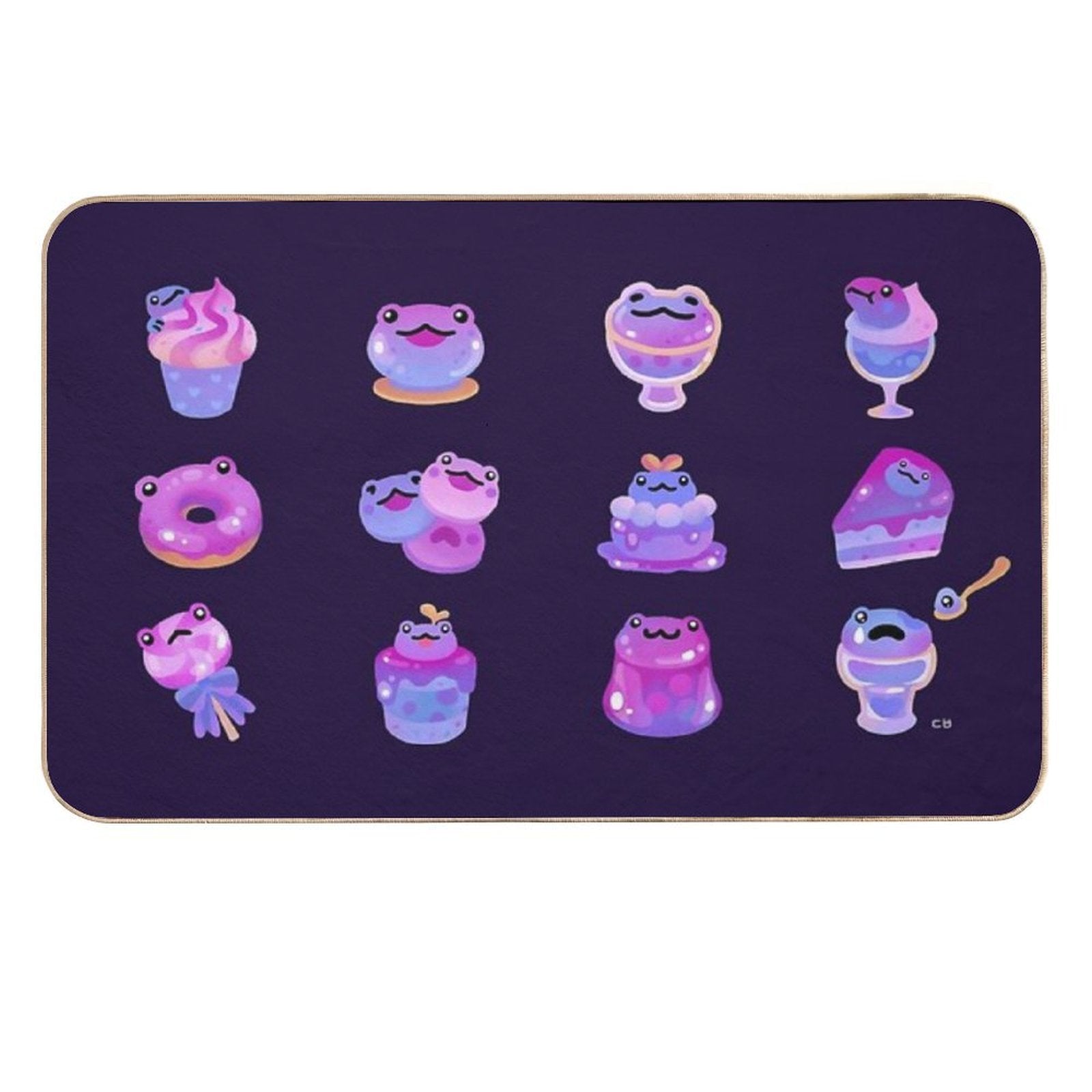 Blueberry Frog - Dark  Non-Slip Bath Mat