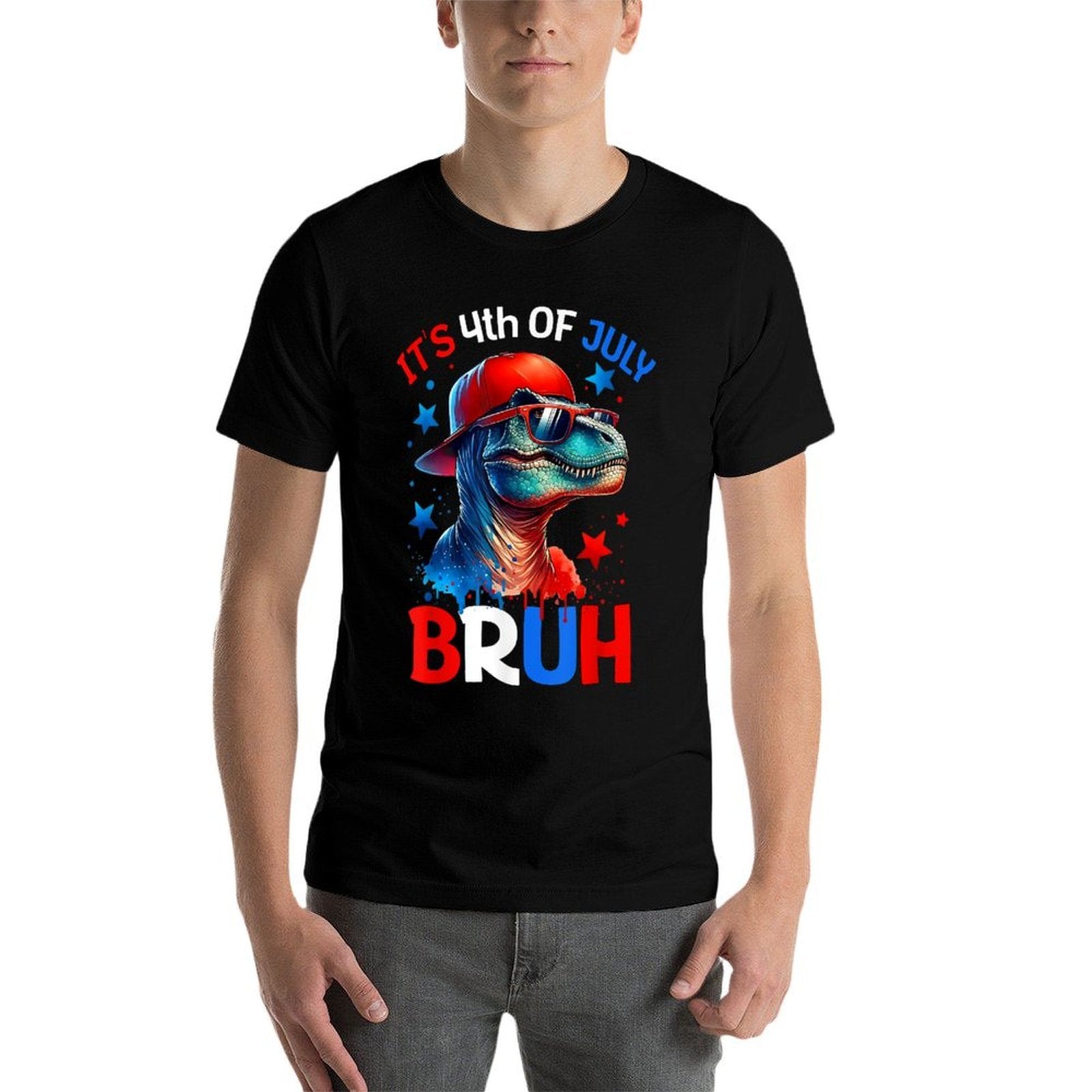 Bruh 4th Of July Boys Kids Fourth Of July Trex Dinosaur  High-quality Stitching T-Shirt