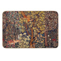 GREENERY,FOREST ANIMALS Pheasant on Autumn Tree,Squirrel,Hares,Red Yellow Floral Tapestry  Non-Slip Bath Mat