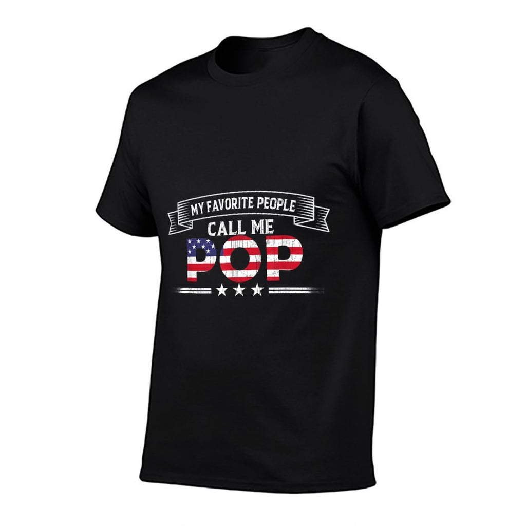 My Favorite People Call Me Pop Father's Day USA Grandpa  Heathered Texture T-Shirt