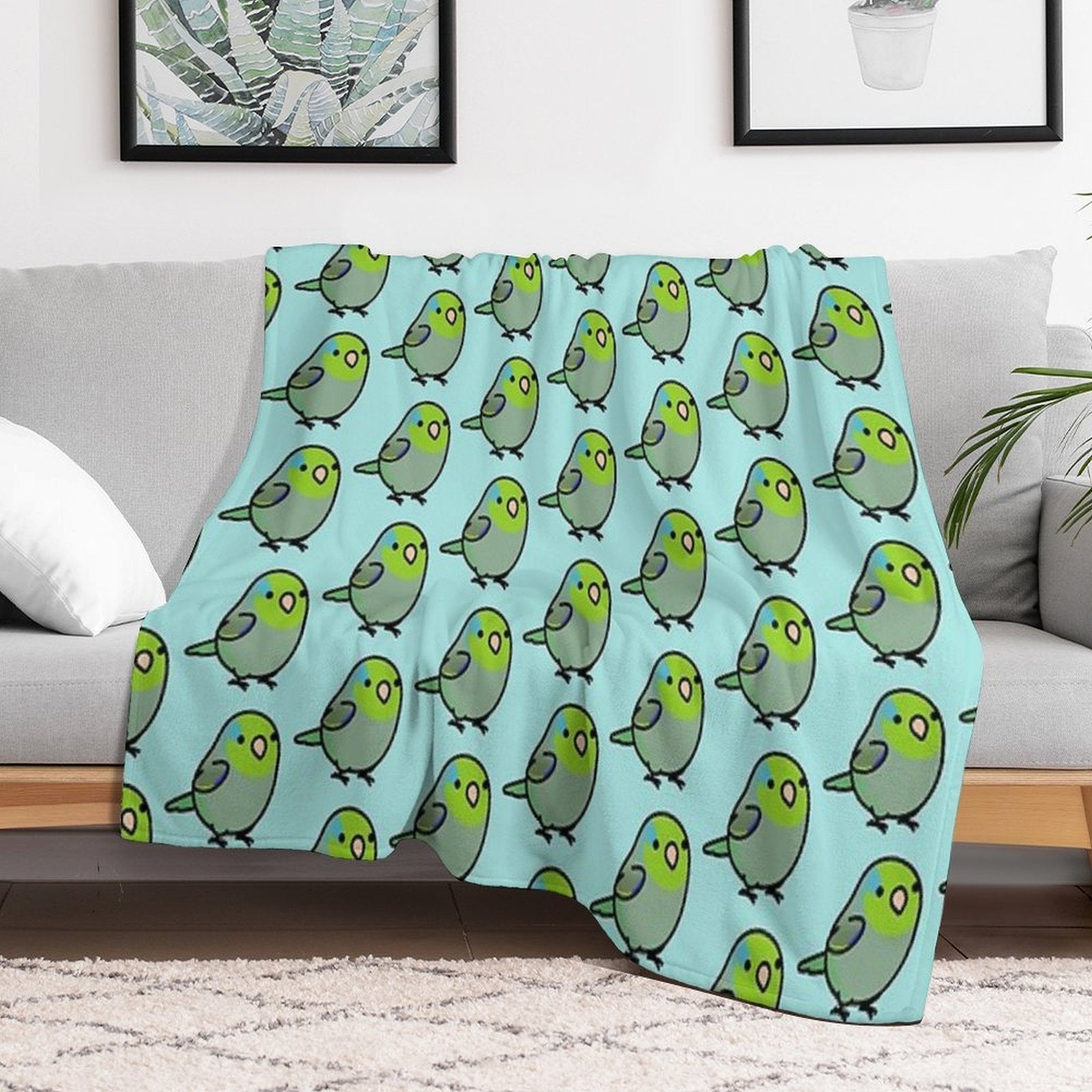Chubby Green Parrotet All-season Throw Blanket