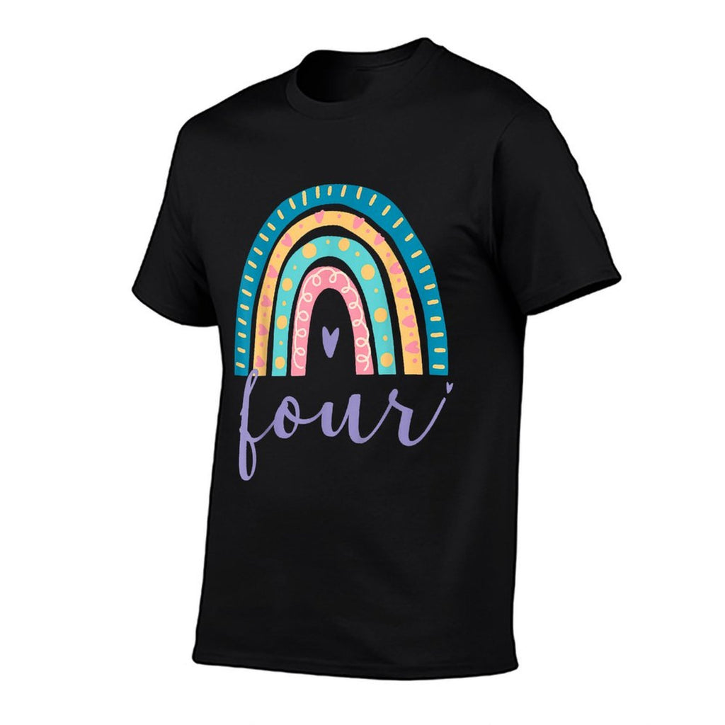 Four Year Old Rainbow 4th Birthday Gifts For Girls 4 Bday  Rolled Sleeves T-Shirt