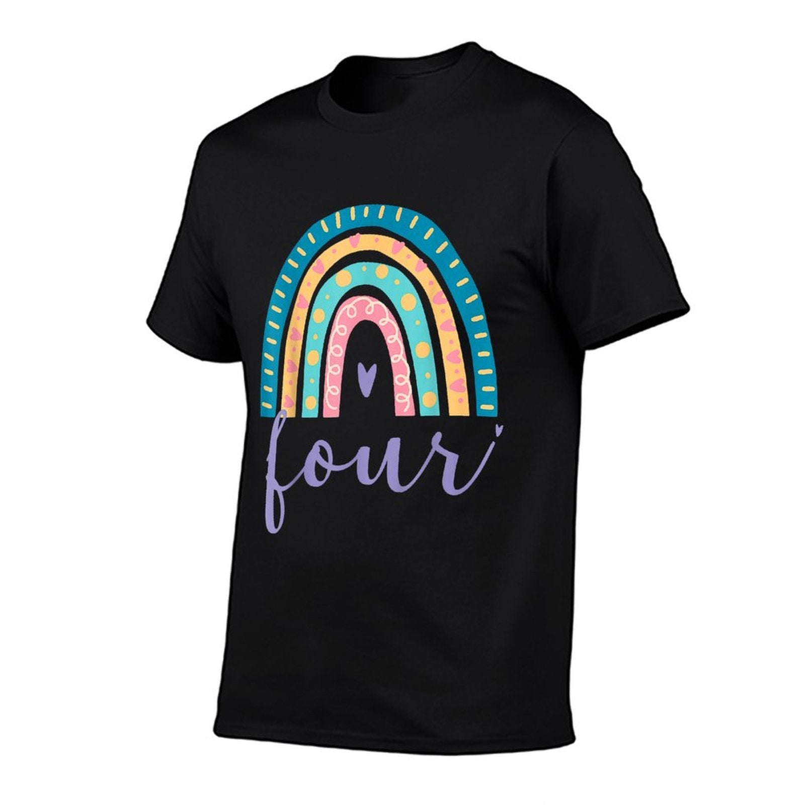 Four Year Old Rainbow 4th Birthday Gifts For Girls 4 Bday  Rolled Sleeves T-Shirt