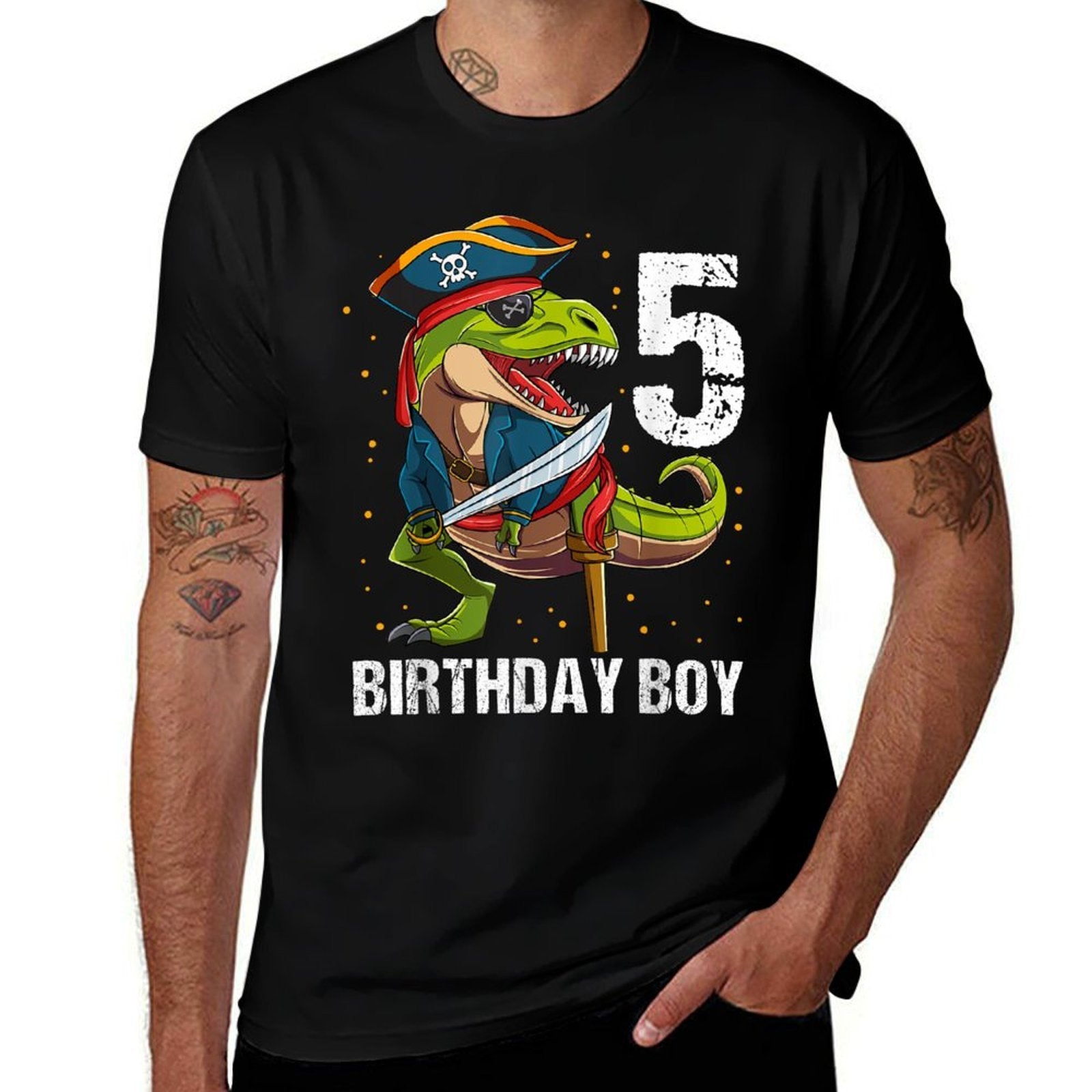 5 Years Old Dinosaur Pirate 5th Birthday Boy  Eco-friendly Material T-Shirt