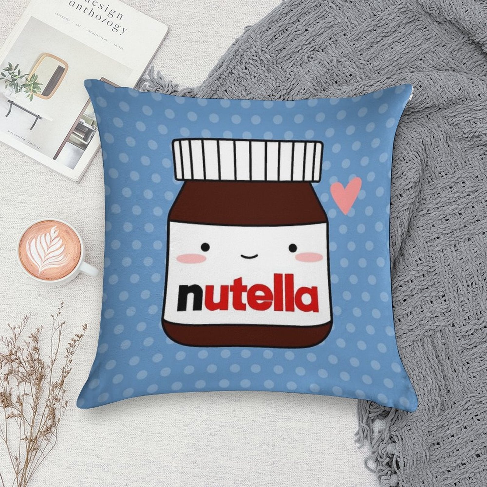 Cute Nutella Jar Soft Reinforced Edging Throw Pillow