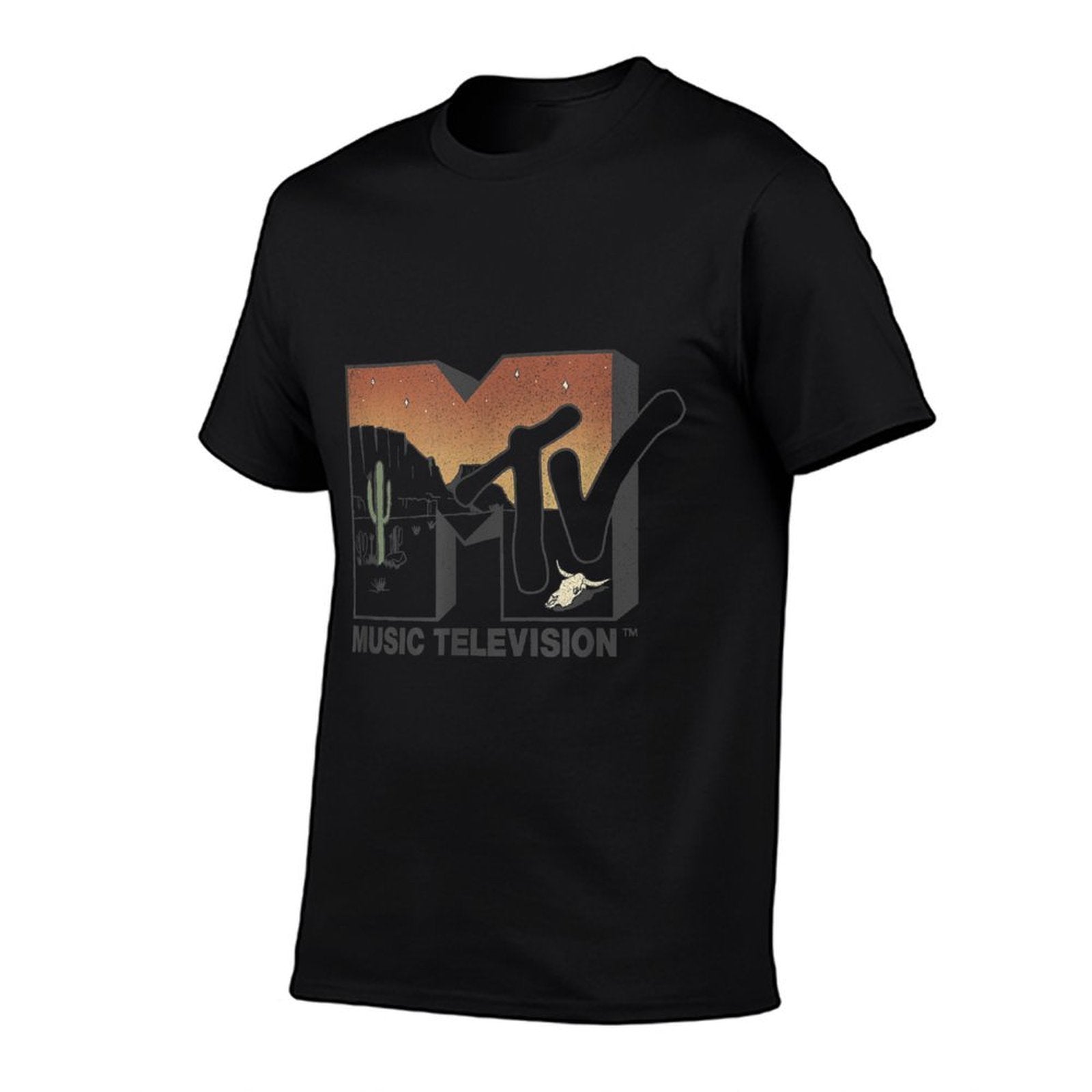 MTV Music Television Retro 80s Cactus Desert Sunset Logo  Fade-proof Color T-Shirt