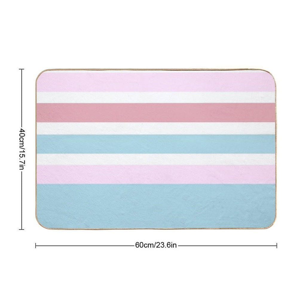 Peppermint And Strawberry Gum Stripes  Fade-Resistant Bath Mat