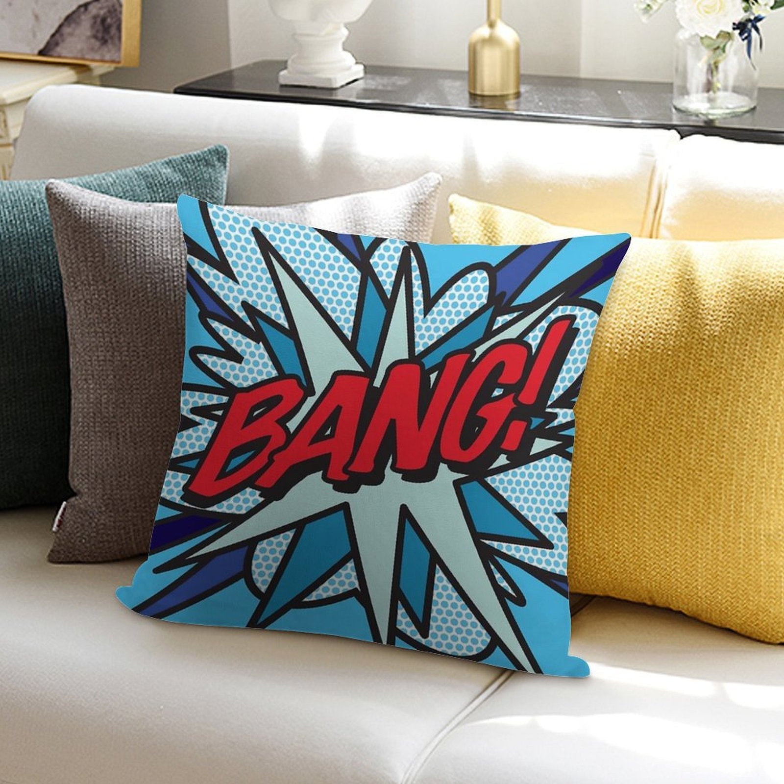BANG Comic Book Pop Art Modern Fun Graphic Soft Decorative Cover Throw Pillow
