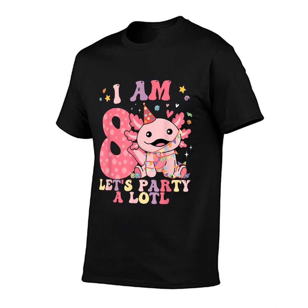 Kids Axolotl 8th Birthday - I M 8 Lets Party Alotl  Rolled Sleeves T-Shirt
