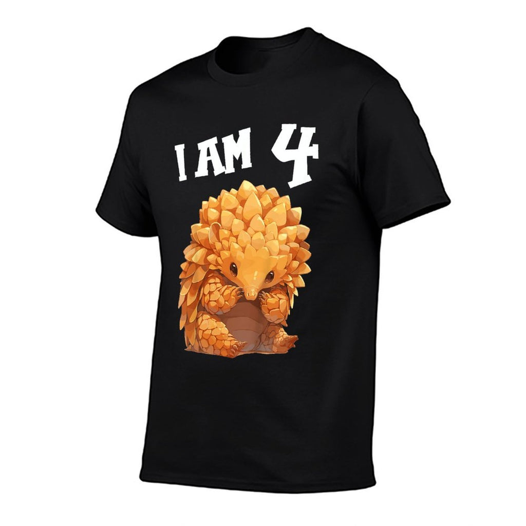 Kids 4 Years Old 4 Birthday Pangolins Boy Girl Pangolin  Heathered Texture T-Shirt