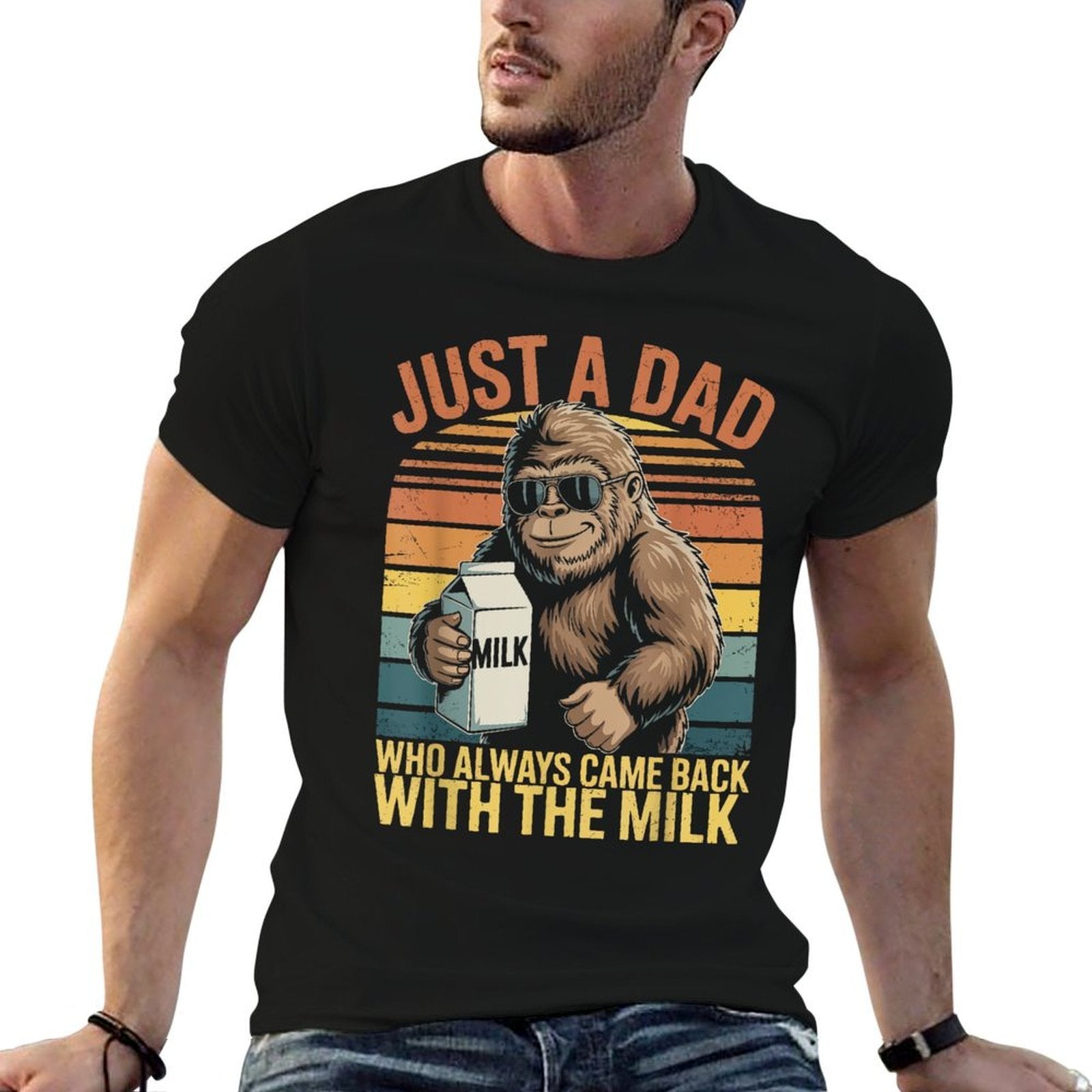 Just A Dad Who Always Came Back With The Milk Fathers Day  Tagless Design T-Shirt