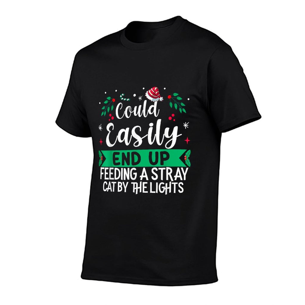 Could Easily End Up Feeding A Stray Cat by The Lights Xmas  Oversized Silhouette T-Shirt