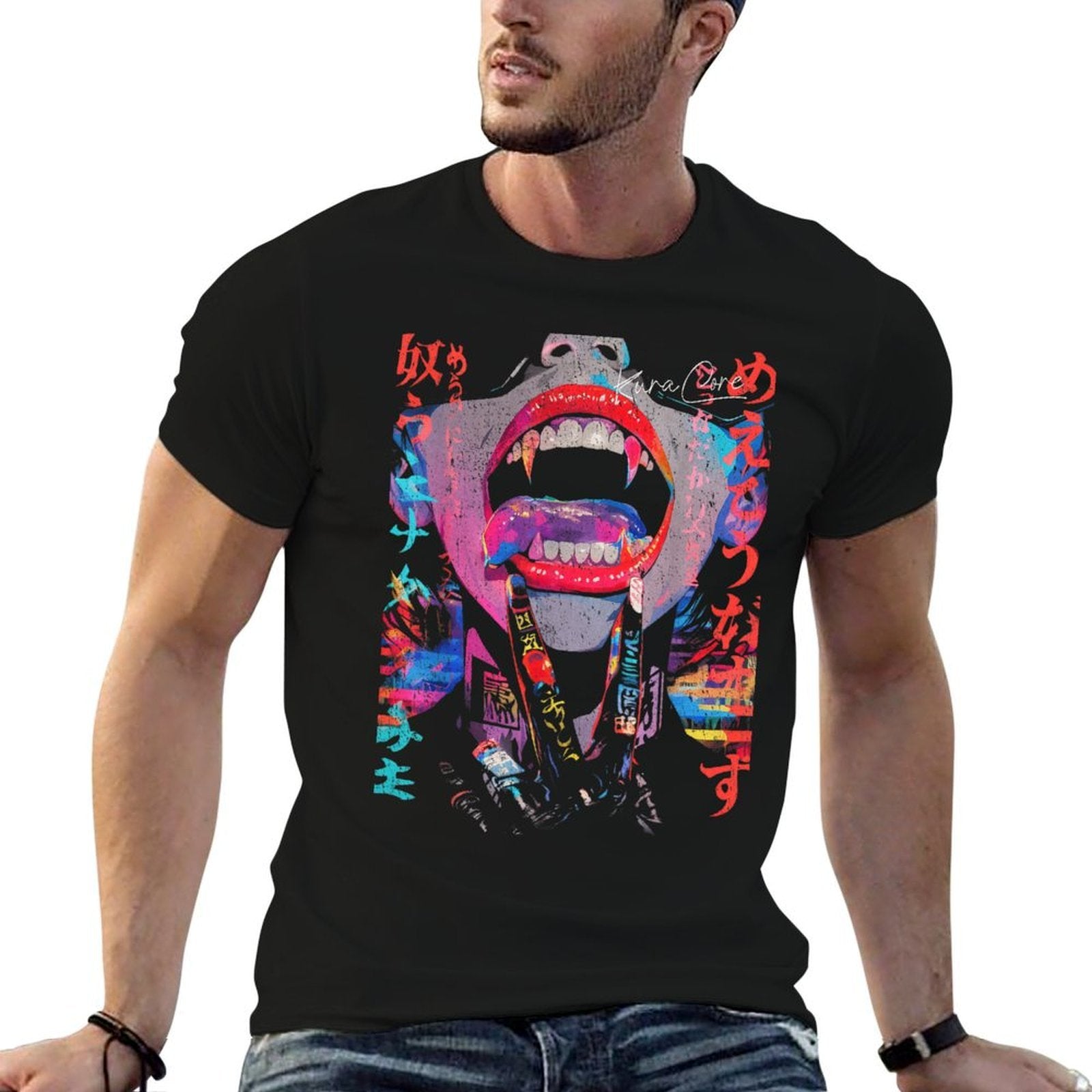 Japanese Streetwear Cyberpunk Y2K Retro Techwear Manga Anime  Relaxed-fit T-Shirt