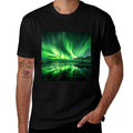 Northern Lights Sky Aurora Borealis Mountain Landscape  Trendy Pattern T-Shirt