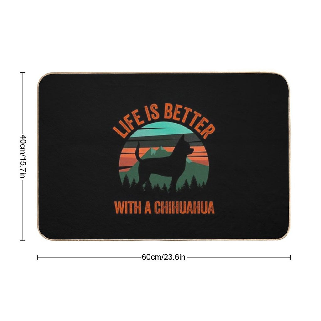 Life Is Better With A Chihuahua Vintage Dog Gift Durable Bath Mat