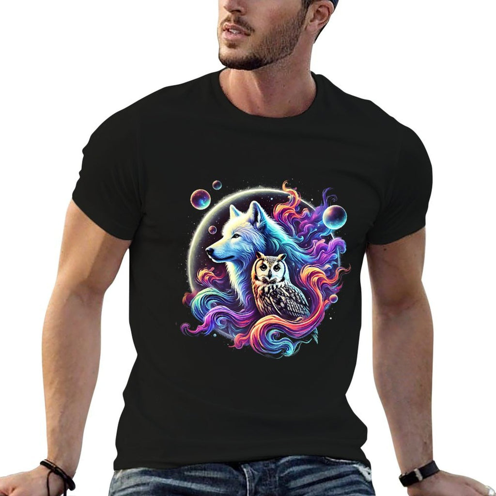 Mystical Wolf And Owl Graphic Design  Vintage-inspired T-Shirt